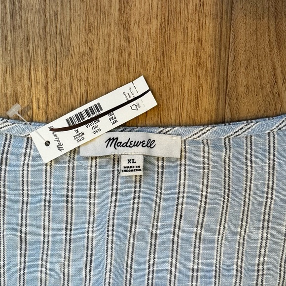 Madewell Light Blue Striped Button-Front Midi Dress - Picture 8 of 11